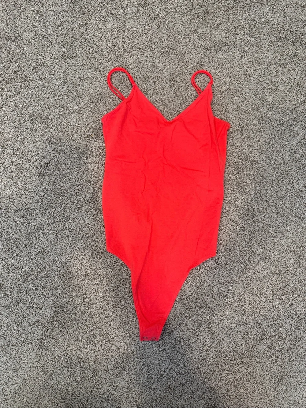 American Eagle Outfitters Red V-Neck One-Piece Bodysuit